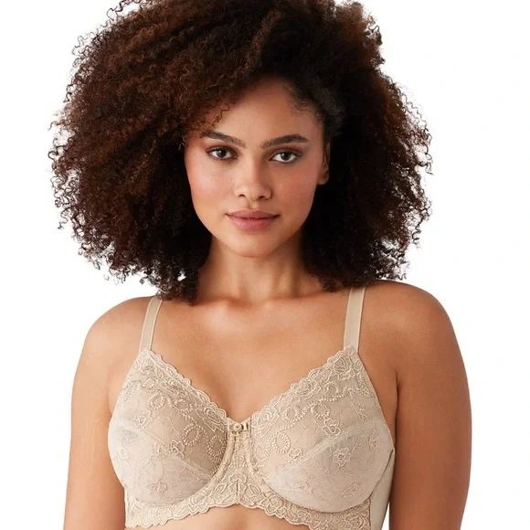 NWT WACOAL 85720 "Renaissance Rose" Full Figure Underwire, Lace Bra, Beige 34DDD - Picture 1 of 8